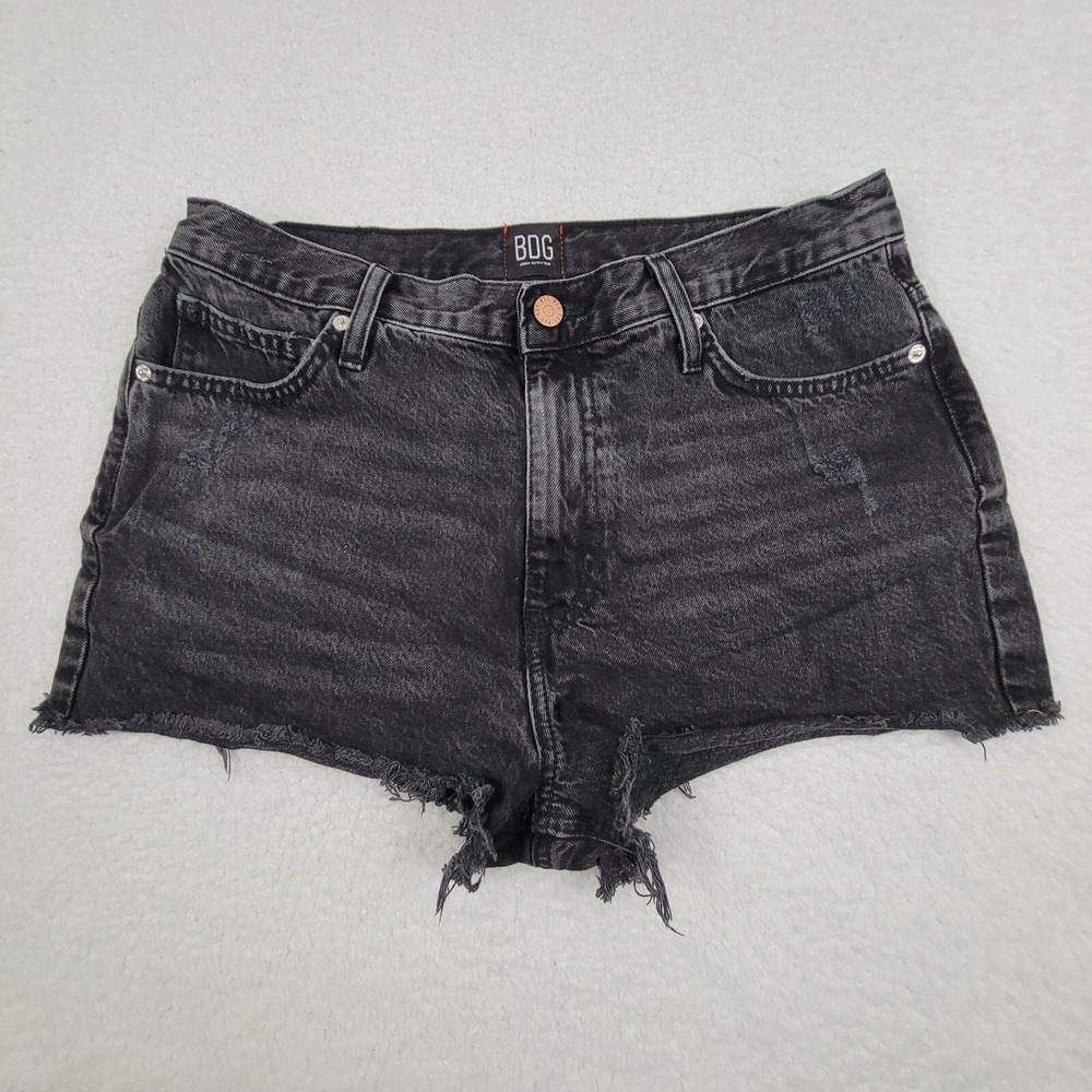 BDG Girlfriend High Rise Cut Off Shorts Womens 30 Measures 32 x‎ 2 Black Cotton